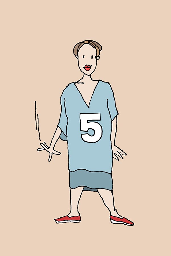 Illustration einer Person mit der Zahl fünf auf dem Kleid, symbolisch für gesetzliche Vertretungen