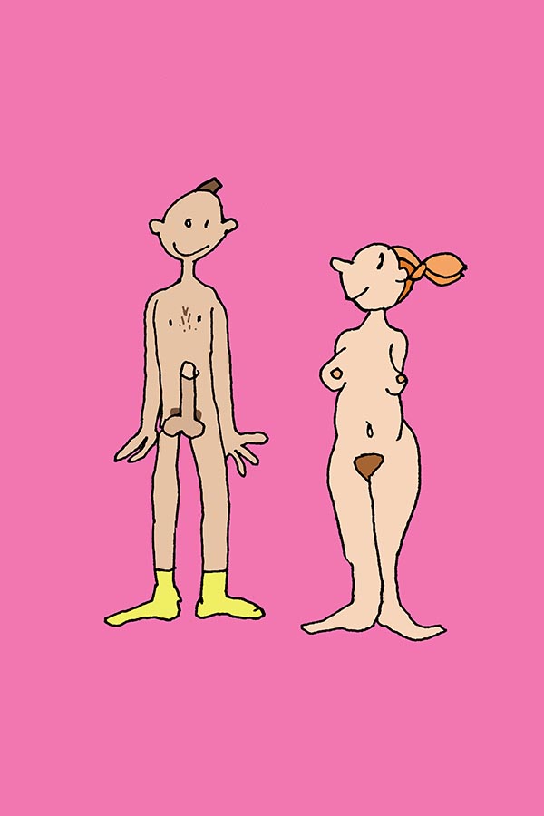 Illustration einer nackten Frau und eines nackten Mannes