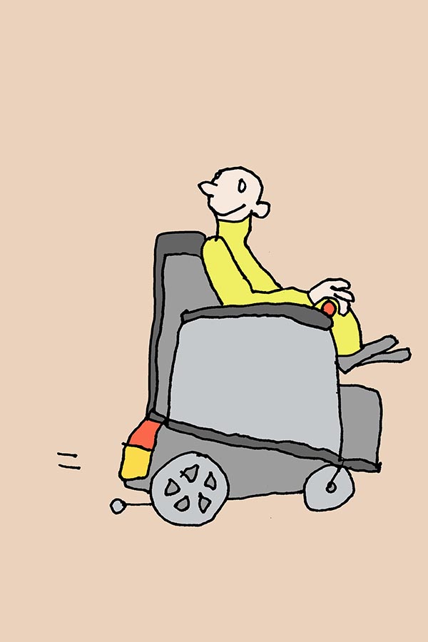 Illustration einer verliebten Person im Rollstuhl